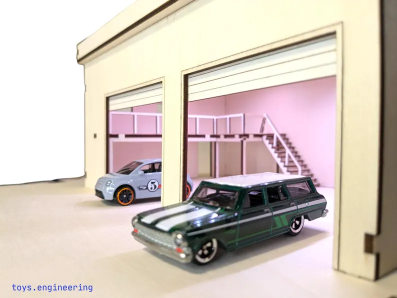 1:64 Garage with Lights for Hot Wheels, Zoom and other diecast cars  | Turbo64