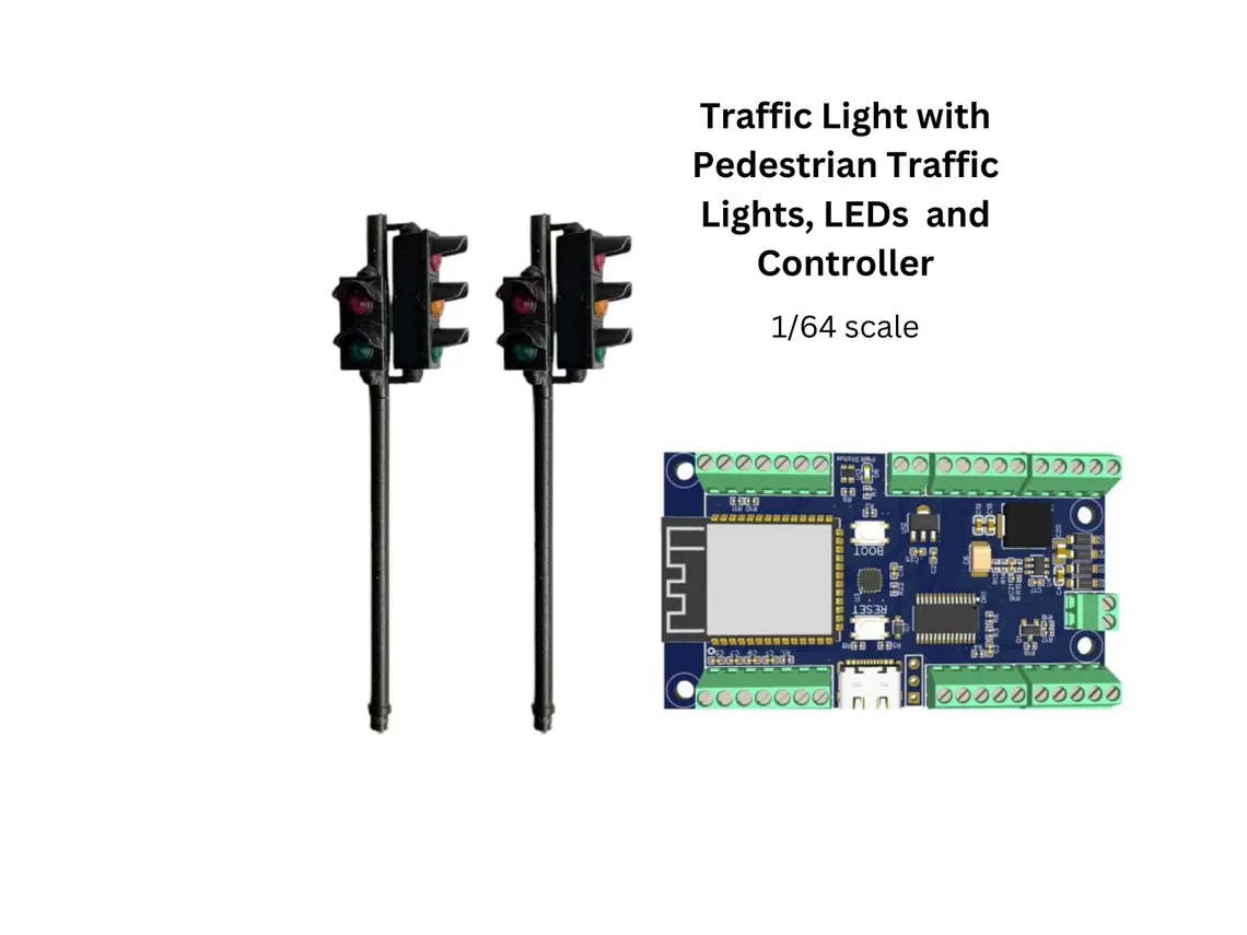 1:64 Scale Traffic Lights with Controller for Hot Wheels, Zoom and other diecast cars | Turbo64