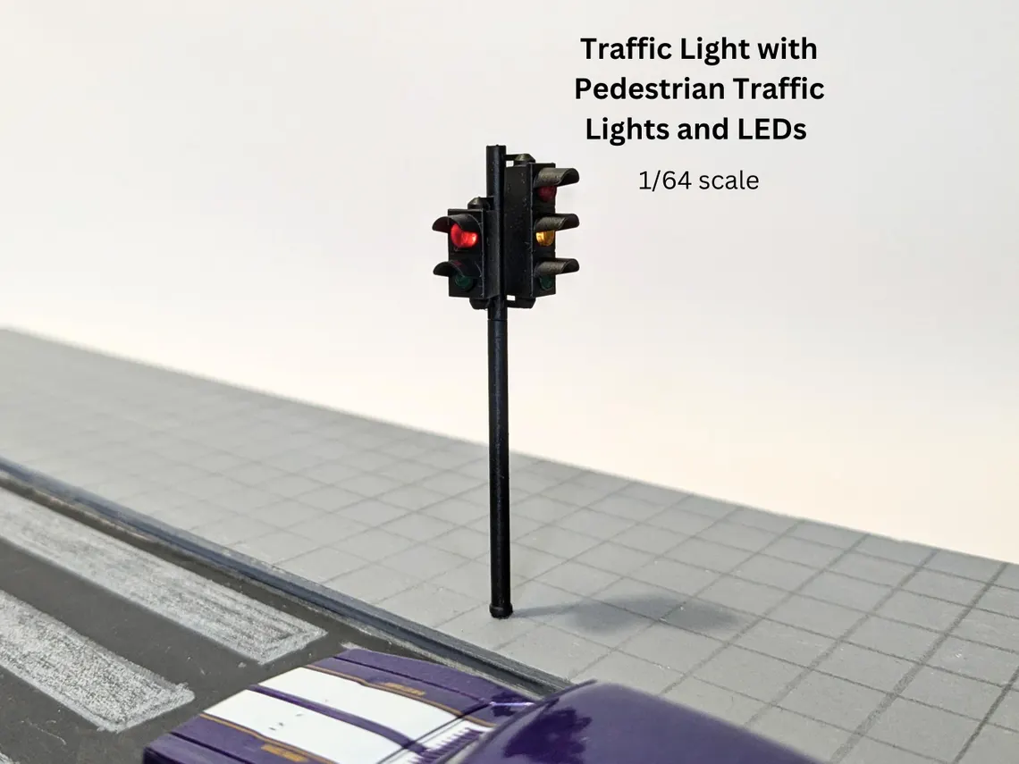 1:64 Scale Traffic Lights with Controller for Hot Wheels, Zoom and other diecast cars | Turbo64