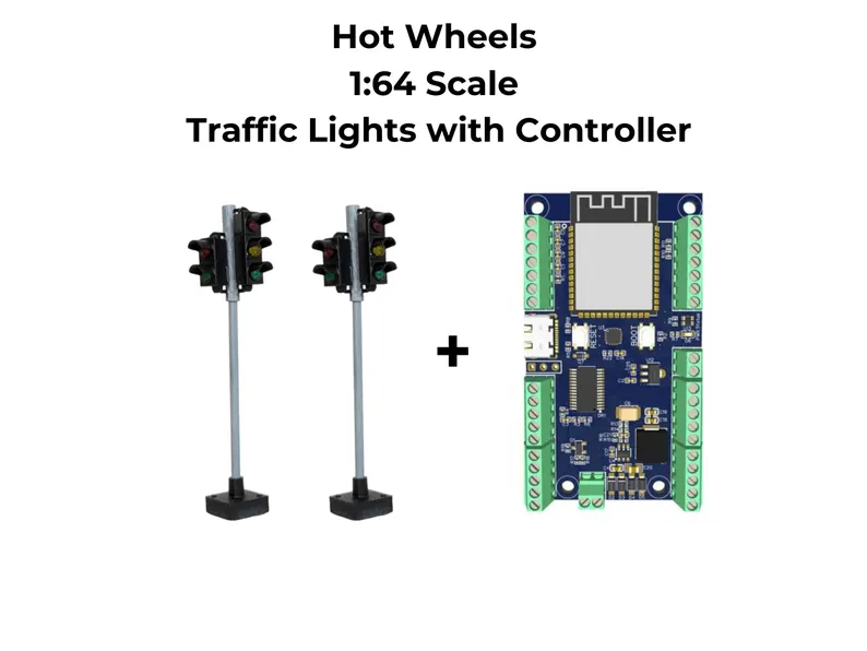 1:64 Scale Traffic Lights with Controller for Hot Wheels, Zoom and other diecast cars | Turbo64