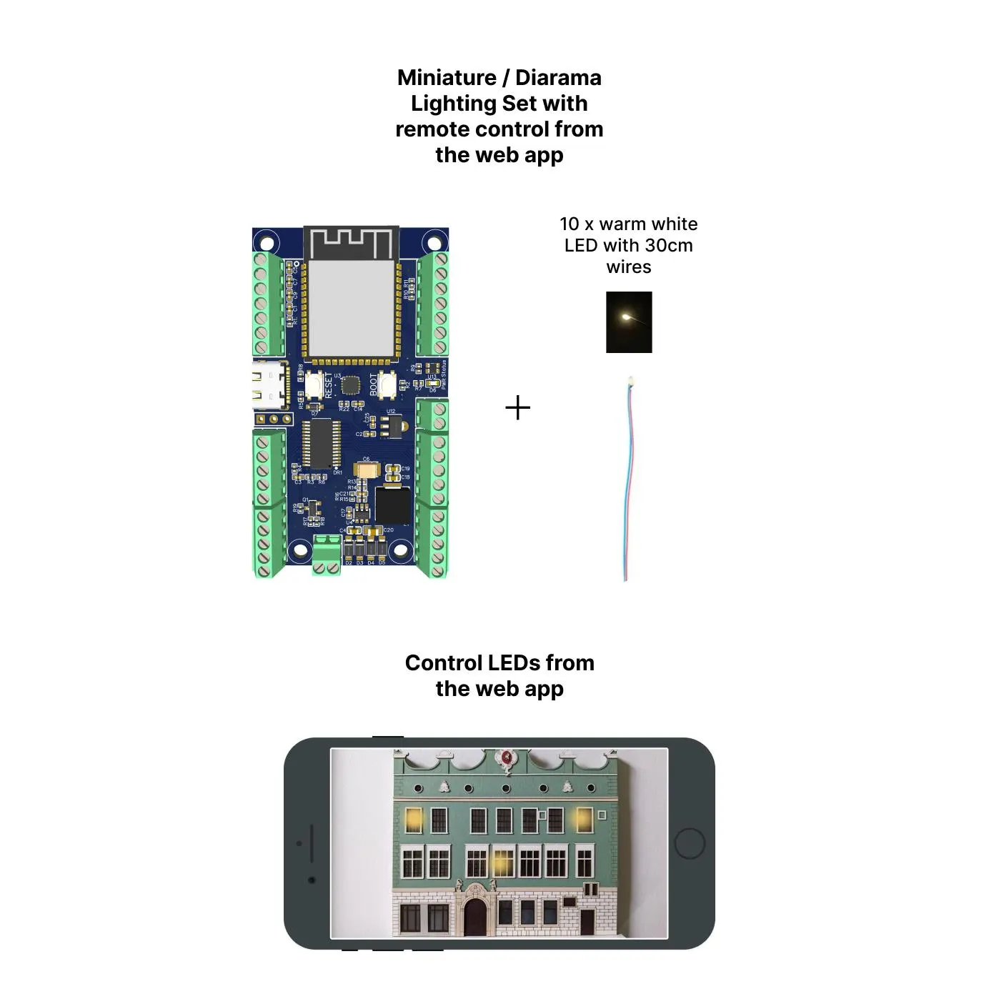 Dollhouse lighting kit: a controller + with 10 LEDs