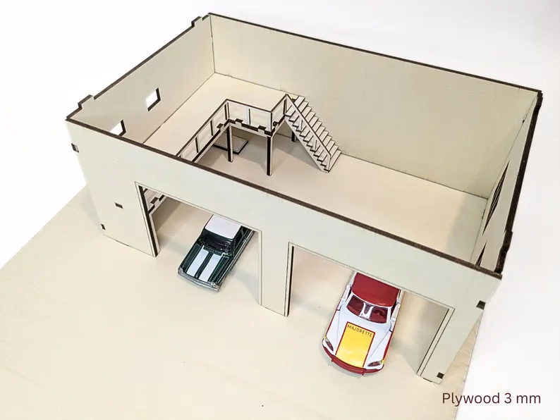 1:64 Garage with Lights for Hot Wheels, Zoom and other diecast cars  | Turbo64