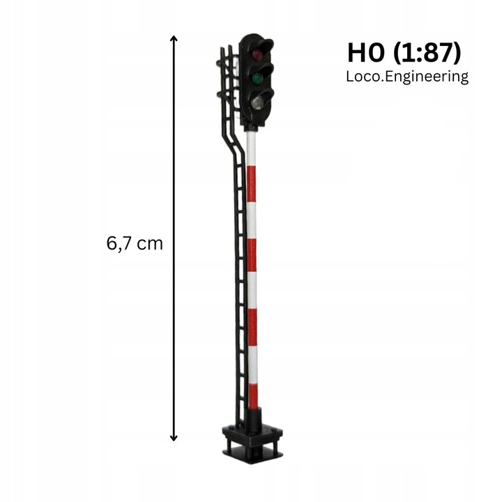 Semafor 3-komorowy PKP H0 z LED, dowolne kolory