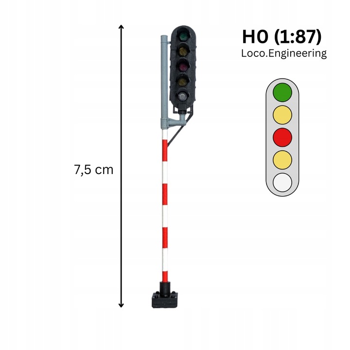 Semafor 5-komorowy prawy H0