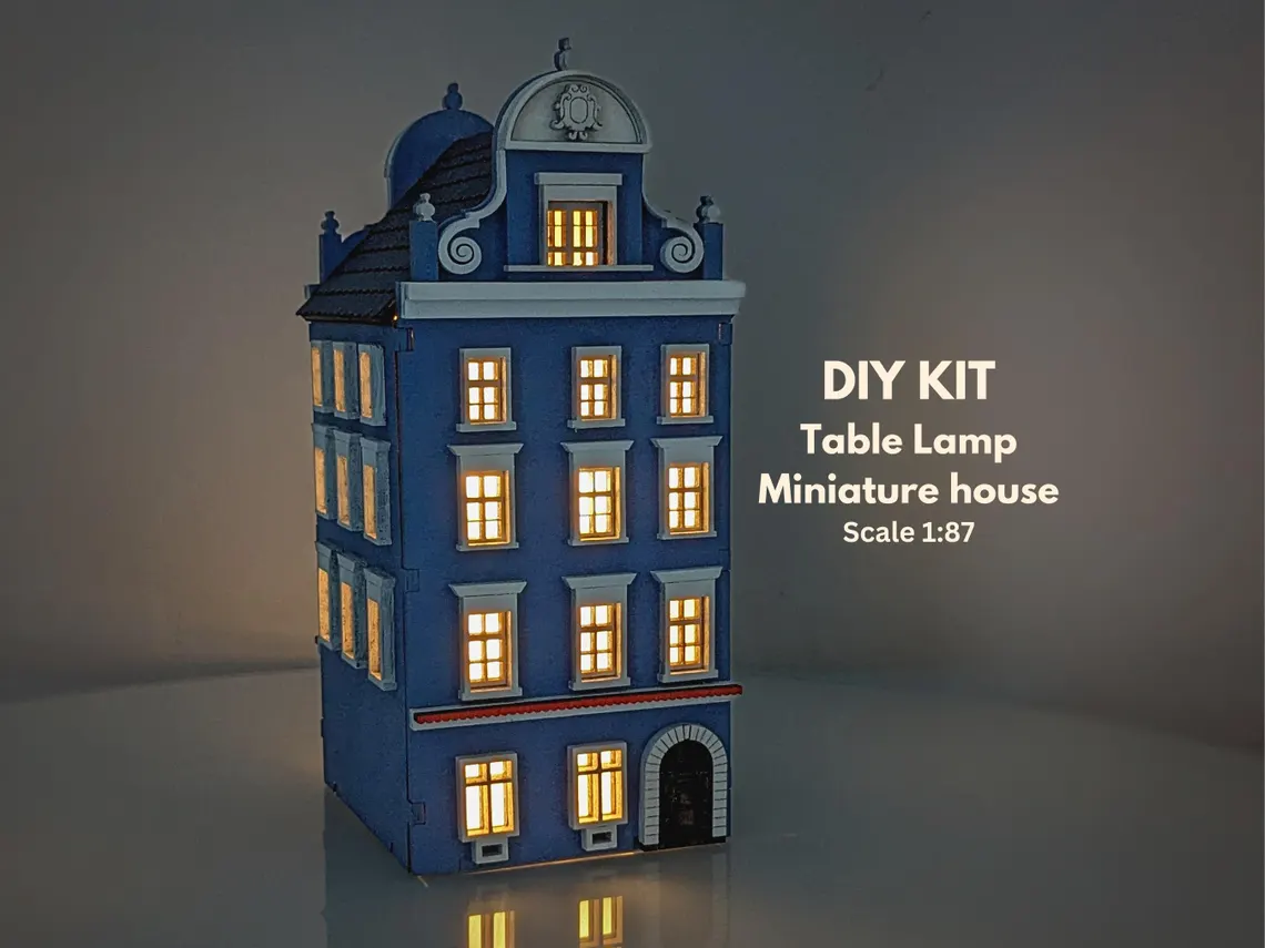 DIY KIT Wooden Table Lamp, scale 1:87 (H0)